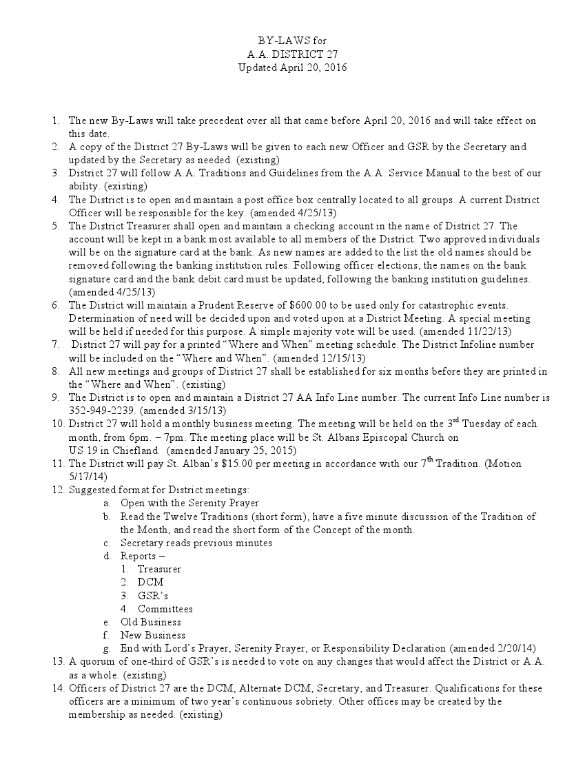 District 27 ByLaws District 27 AA